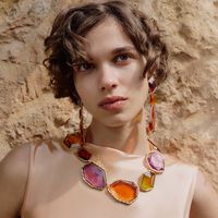 Exaggerated Vacation Solid Color Geometric Alloy Plating Transparent Inlay Resin Women's Necklace main image 1