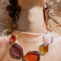Exaggerated Vacation Solid Color Geometric Alloy Plating Transparent Inlay Resin Women's Necklace main image 5