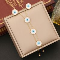 Stainless Steel 18K Gold Plated Artistic Enamel Round Eye Bracelets Earrings Necklace main image 7