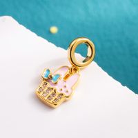 Cute Sweet Animal Stainless Steel Copper Enamel Zircon 14k Gold Plated 18k Gold Plated Charms Jewelry Accessories main image 5