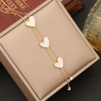 Stainless Steel 18K Gold Plated Elegant Plating Inlay Heart Shape Shell Bracelets Earrings Necklace main image 5