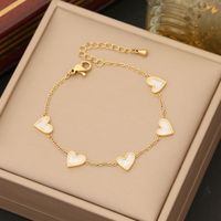 Stainless Steel 18K Gold Plated Elegant Plating Inlay Heart Shape Shell Bracelets Earrings Necklace sku image 3