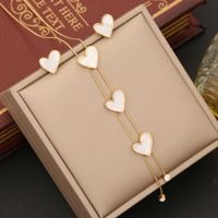 Stainless Steel 18K Gold Plated Elegant Plating Inlay Heart Shape Shell Bracelets Earrings Necklace main image 1