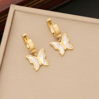 Stainless Steel 18K Gold Plated Elegant Layered Plating Inlay Butterfly Shell Bracelets Earrings Necklace sku image 1