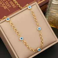 Stainless Steel 18K Gold Plated Artistic Enamel Eye Bracelets Earrings Necklace main image 4
