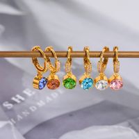 1 Pair Simple Style Round Plating Inlay Copper Zircon 18k Gold Plated Drop Earrings main image 1