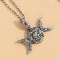 Vintage Style Leaf Moon Water Droplets Alloy Enamel Inlay Natural Stone Women's Pendant Necklace sku image 3