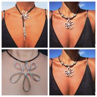 Vintage Style Flower Ccb Alloy Wax Rope Irregular Women's Necklace main image 2