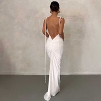 Women's Bodycon Dress Elegant Sexy Oblique Collar Ruched Backless Sleeveless Solid Color Maxi Long Dress Banquet Cocktail Party main image 3