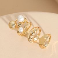 Elegant Luxurious Classic Style Geometric Star Copper Plating Inlay Artificial Pearls 14k Gold Plated Open Ring main image 9