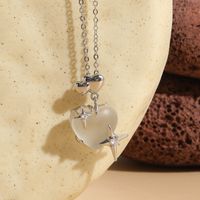 Classic Style Heart Shape Copper 14k Gold Plated Zircon Pendant Necklace In Bulk sku image 1
