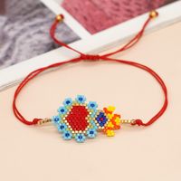 Bohemian Devil's Eye Heart Shape Flower Glass Rope Braid Women's Bracelets sku image 1