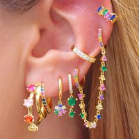 1 Pair Elegant Classic Style Petal Inlay Copper Zircon 24k Gold Plated Drop Earrings Ear Studs main image 1