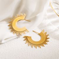 1 Pair Ig Style Oversized C Shape Semicircle Plating Three-dimensional Stainless Steel 18k Gold Plated Ear Studs main image 5