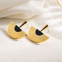 1 Pair Ig Style Oversized C Shape Semicircle Plating Three-dimensional Stainless Steel 18k Gold Plated Ear Studs sku image 2