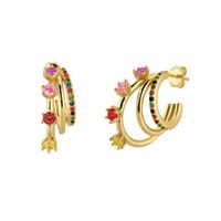 1 Pair Elegant Classic Style Petal Inlay Copper Zircon 24k Gold Plated Drop Earrings Ear Studs sku image 11