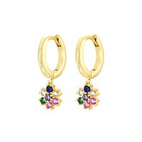 1 Pair Elegant Classic Style Petal Inlay Copper Zircon 24k Gold Plated Drop Earrings Ear Studs sku image 4