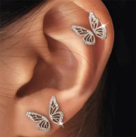 1 Pair Elegant Sweet Simple Style Butterfly Plating Inlay Copper Zircon 24k Gold Plated Ear Studs main image 3