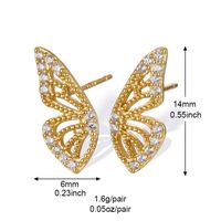 1 Pair Elegant Sweet Simple Style Butterfly Plating Inlay Copper Zircon 24k Gold Plated Ear Studs main image 4