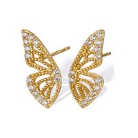 1 Pair Elegant Sweet Simple Style Butterfly Plating Inlay Copper Zircon 24k Gold Plated Ear Studs main image 7