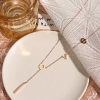 304 Stainless Steel 18K Gold Plated Rose Gold Plated Lady Simple Style Plating Geometric Necklace main image 4