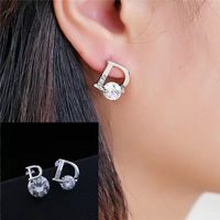 1 Pair Sexy Simple Style Letter Plating Inlay Copper Zircon Silver Plated Ear Studs main image 2