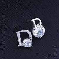 1 Pair Sexy Simple Style Letter Plating Inlay Copper Zircon Silver Plated Ear Studs main image 1