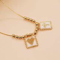 Casual Cross Fruit Heart Shape Glass Beaded Braid Chain Women's Necklace sku image 4