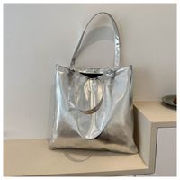Women's Large Pu Leather Solid Color Streetwear Square Zipper Shoulder Bag Handbag Tote Bag sku image 4