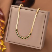 304 Stainless Steel 18K Gold Plated Casual Simple Style Plating Inlay Round Eye Artificial Rhinestones Necklace main image 3