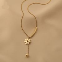 304 Stainless Steel 18K Gold Plated Vintage Style Sweet Plating Daisy Pendant Necklace main image 1