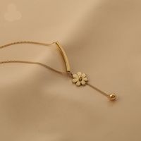 Edelstahl 304 18 Karat Vergoldet Vintage-Stil Süss Überzug Gänseblümchen Halskette Mit Anhänger main image 5