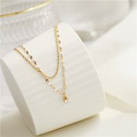 304 Stainless Steel IG Style Simple Style Plating Inlay Round Artificial Rhinestones Layered Necklaces main image 5