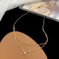 304 Stainless Steel IG Style Simple Style Plating Inlay Round Artificial Rhinestones Layered Necklaces main image 3