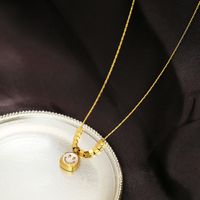 Casual Simple Style Smiley Face Titanium Steel Plating Inlay Shell 18k Gold Plated Pendant Necklace main image 5