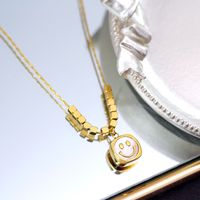 Casual Simple Style Smiley Face Titanium Steel Plating Inlay Shell 18k Gold Plated Pendant Necklace main image 1