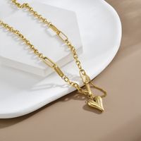 Edelstahl 304 18 Karat Vergoldet Süss Einfacher Stil Überzug Kette Herzform Halskette Mit Anhänger main image 5