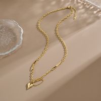 Edelstahl 304 18 Karat Vergoldet Süss Einfacher Stil Überzug Kette Herzform Halskette Mit Anhänger main image 1