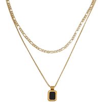 304 Stainless Steel 18K Gold Plated Vintage Style Plating Square Acrylic Layered Necklaces main image 2