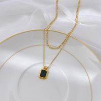 304 Stainless Steel 18K Gold Plated Vintage Style Plating Square Acrylic Layered Necklaces main image 1