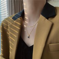 304 Stainless Steel 18K Gold Plated Vintage Style Plating Square Acrylic Layered Necklaces main image 5