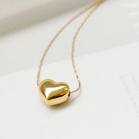 Simple Style Classic Style Commute Heart Shape Titanium Steel Plating 18k Gold Plated Pendant Necklace sku image 1