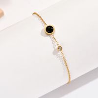 Casual Simple Style Round 304 Stainless Steel Polishing Plating Inlay Acrylic Rhinestones Women'S Anklet main image 4
