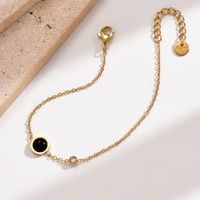 Casual Simple Style Round 304 Stainless Steel Polishing Plating Inlay Acrylic Rhinestones Women'S Anklet main image 2