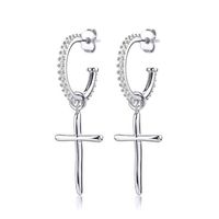 Punk Cross Metal Plating Inlay Zircon Gold Plated Silver Plated Women's Drop Earrings main image 3