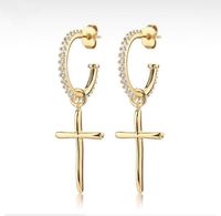 Punk Cross Metal Plating Inlay Zircon Gold Plated Silver Plated Women's Drop Earrings sku image 2