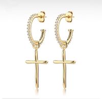 Punk Cross Metal Plating Inlay Zircon Gold Plated Silver Plated Women's Drop Earrings main image 4