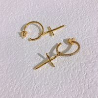 Punk Cross Metal Plating Inlay Zircon Gold Plated Silver Plated Women's Drop Earrings main image 6