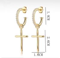 Punk Cross Metal Plating Inlay Zircon Gold Plated Silver Plated Women's Drop Earrings main image 2