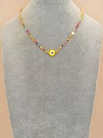 Commute Eye Flower Glass Metal Beaded Chain Women's Necklace sku image 8